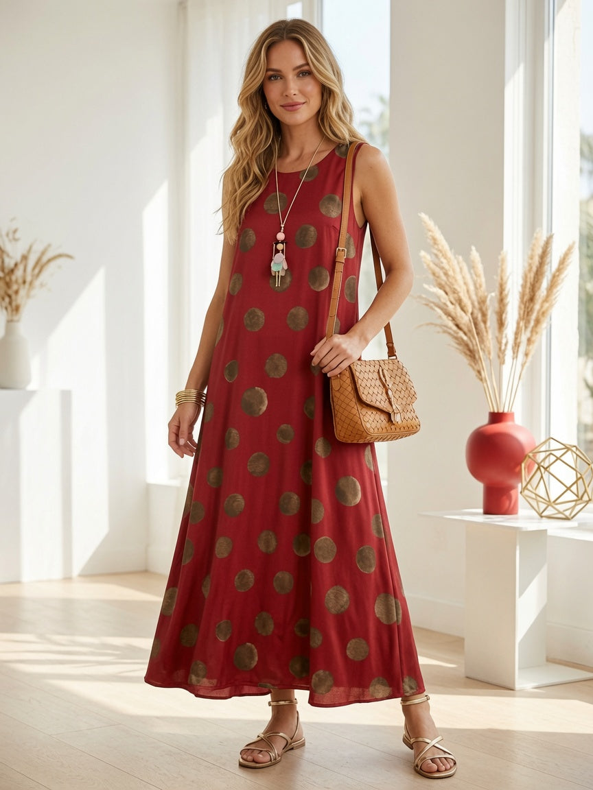 Long Polka Dot Dress – Cool Ice Silk Lycra
