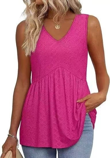 2026 Women's Flowy Peplum Tank Top – V Neck Sleeveless Stretchy Summer Top