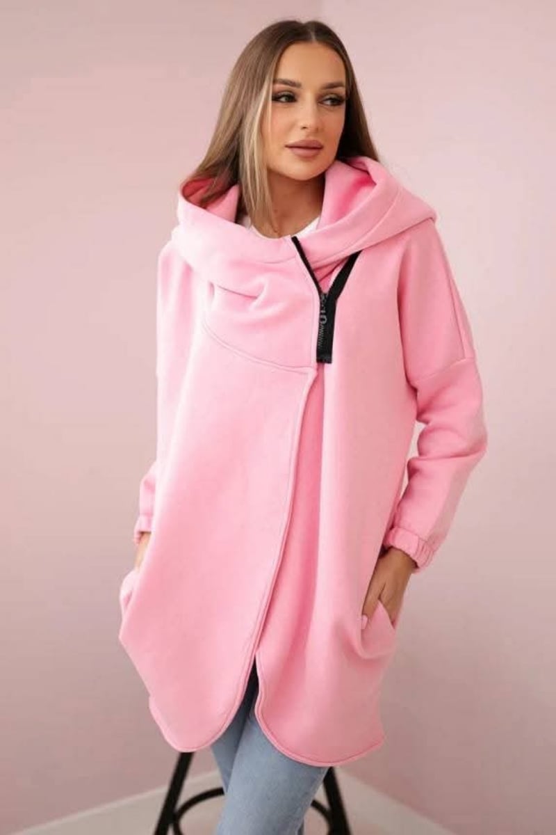 Women's Plus Size Hooded Sweatshirt, Half-zip Fashion Design