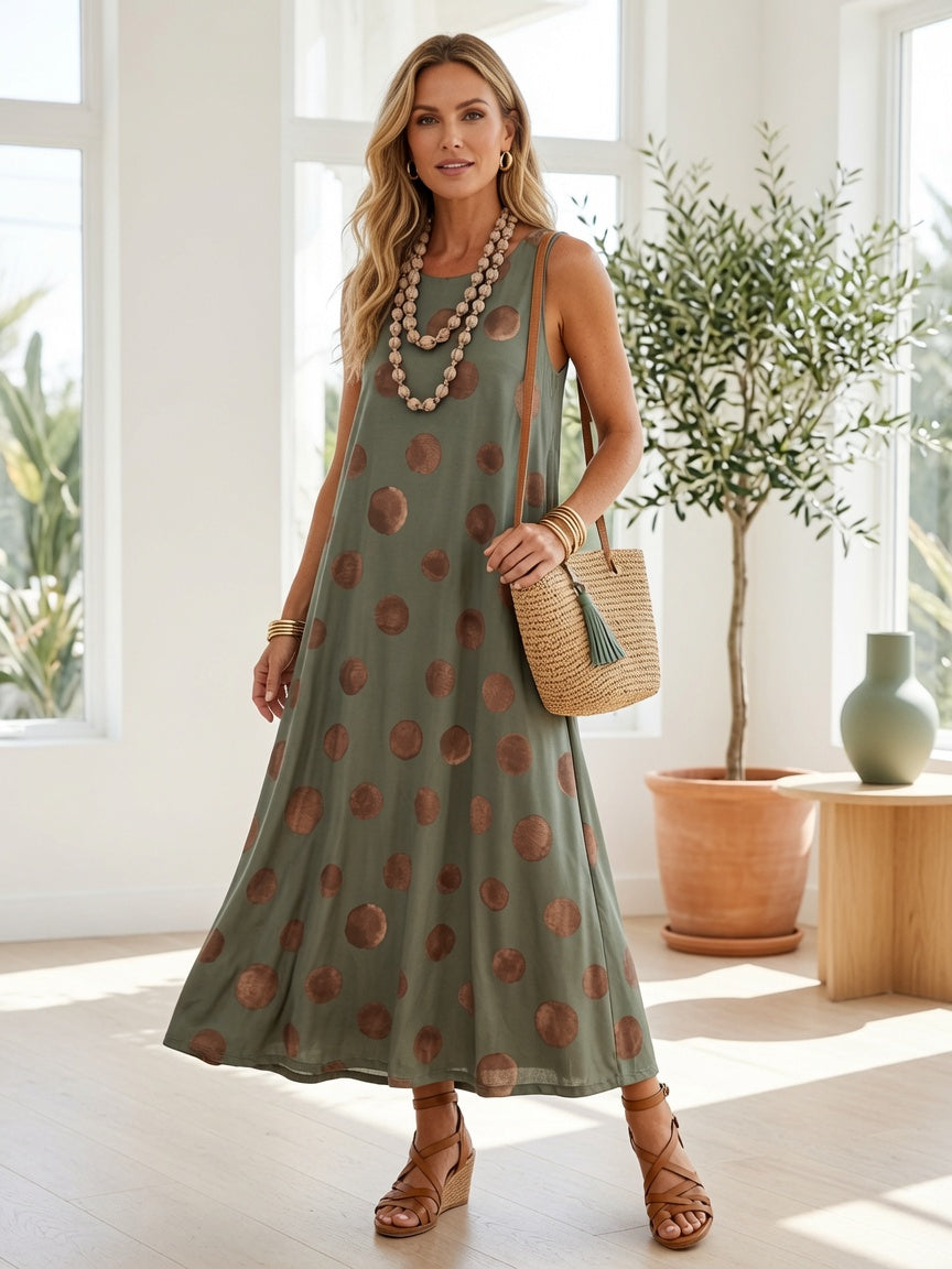 Long Polka Dot Dress – Cool Ice Silk Lycra