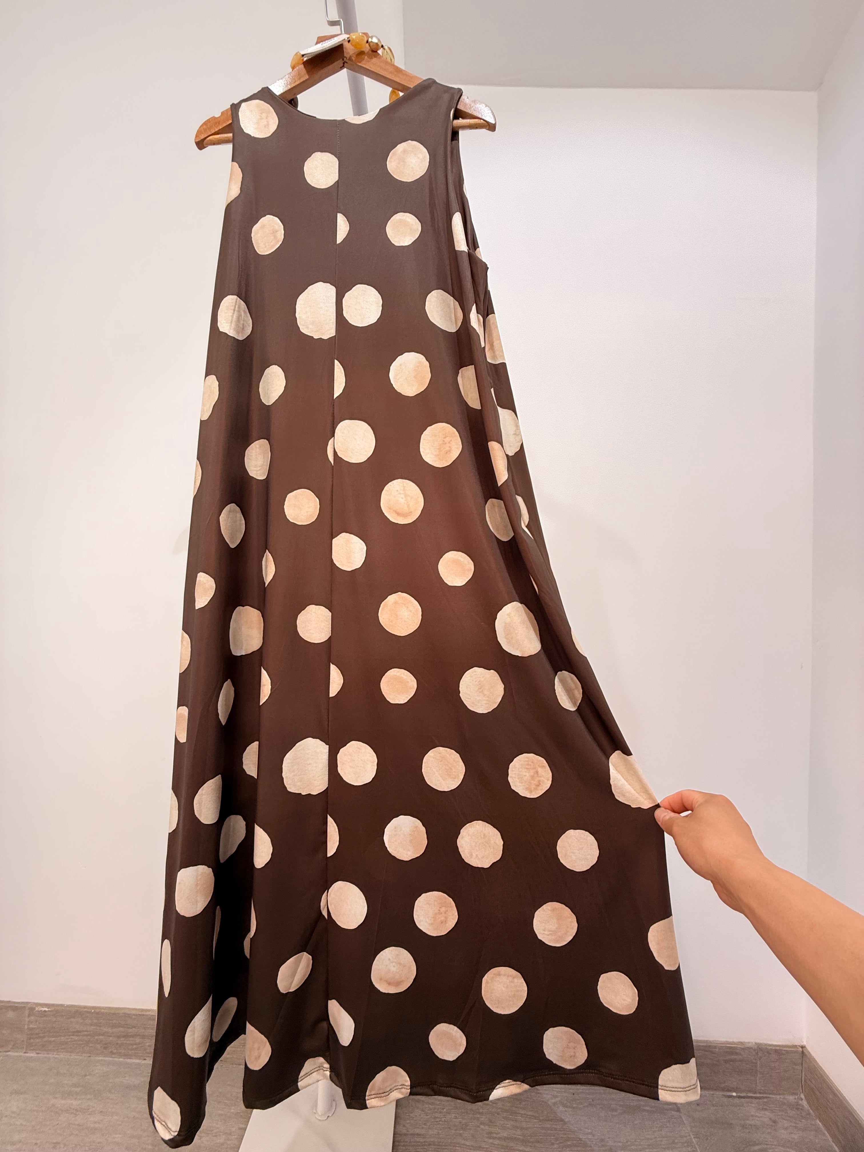 Long Polka Dot Dress – Cool Ice Silk Lycra