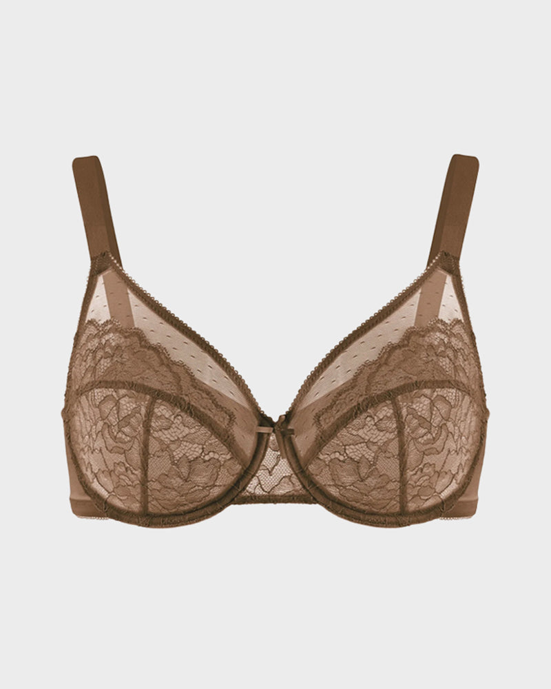 Full Coverage Lace Minimizer Bra - Petal