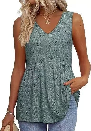2026 Women's Flowy Peplum Tank Top – V Neck Sleeveless Stretchy Summer Top