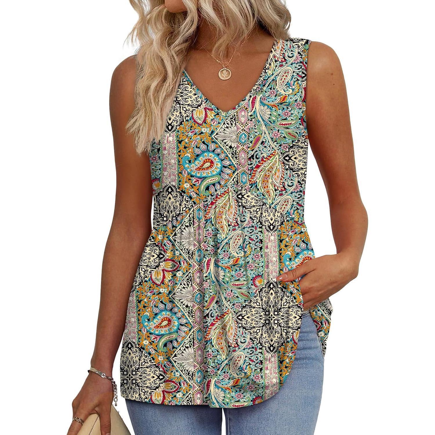 2026 Women's Flowy Peplum Tank Top – V Neck Sleeveless Stretchy Summer Top