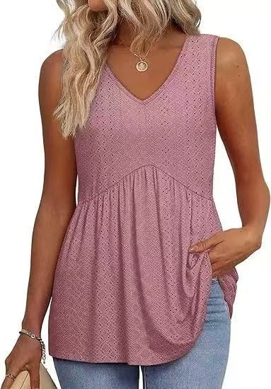 2026 Women's Flowy Peplum Tank Top – V Neck Sleeveless Stretchy Summer Top