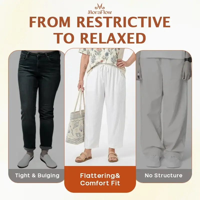 MoraFlow - Women Comfort Lightweight Linen Wide Leg Cargo Pants