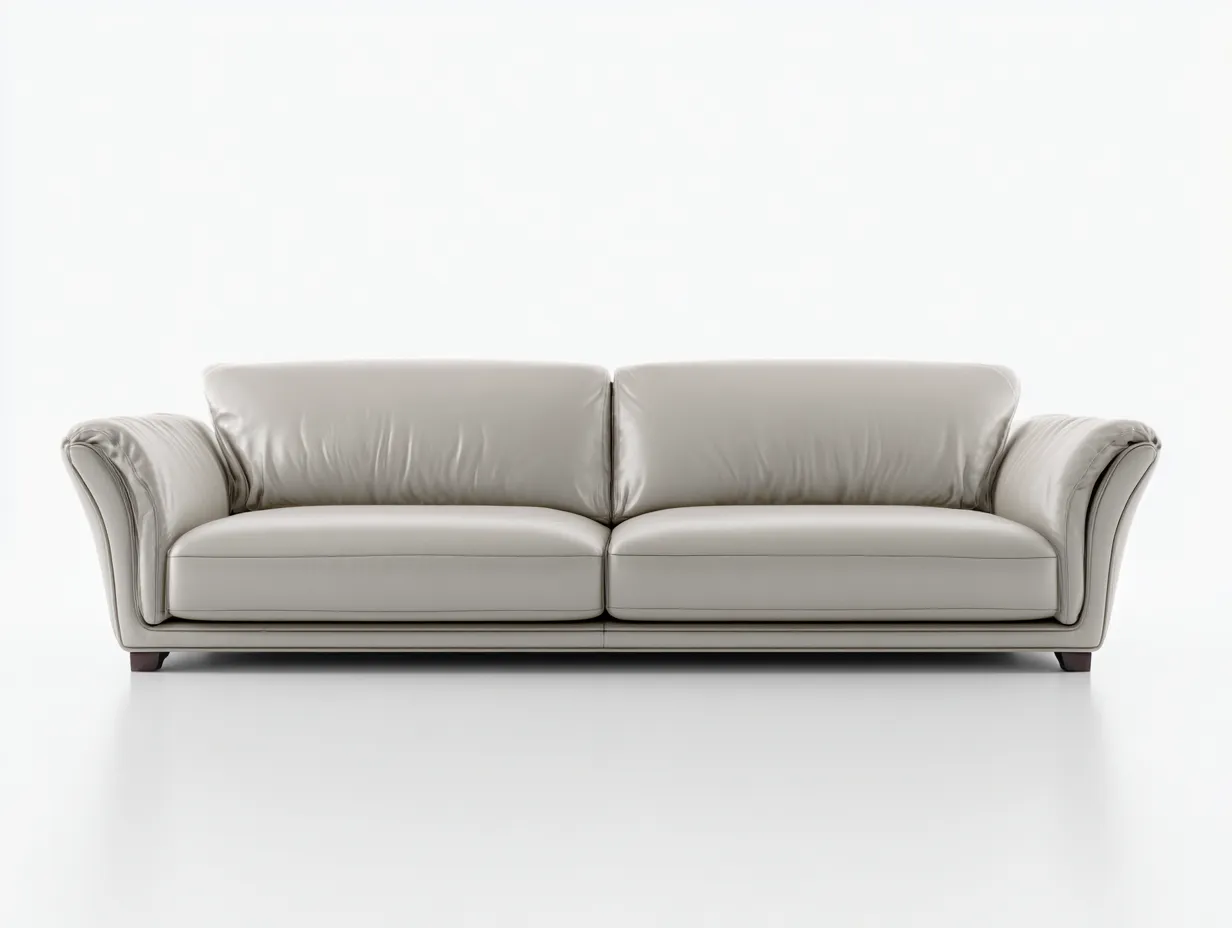 Sofa dwuosobowa - skóra-drewno - 190x88x80 cm - jasnoszary - styl minimalistyczny-Visahanest