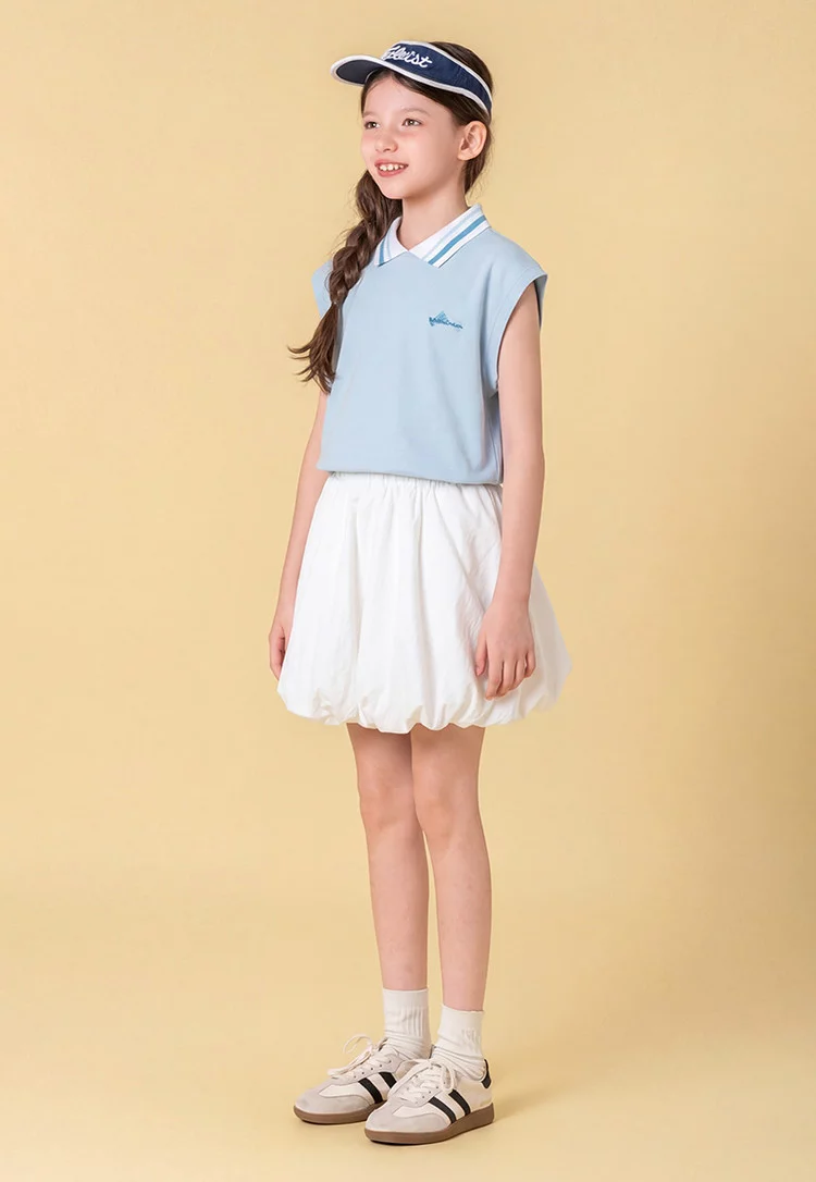  Girls' Sporty & Versatile Sleeveless Collared T-Shirt