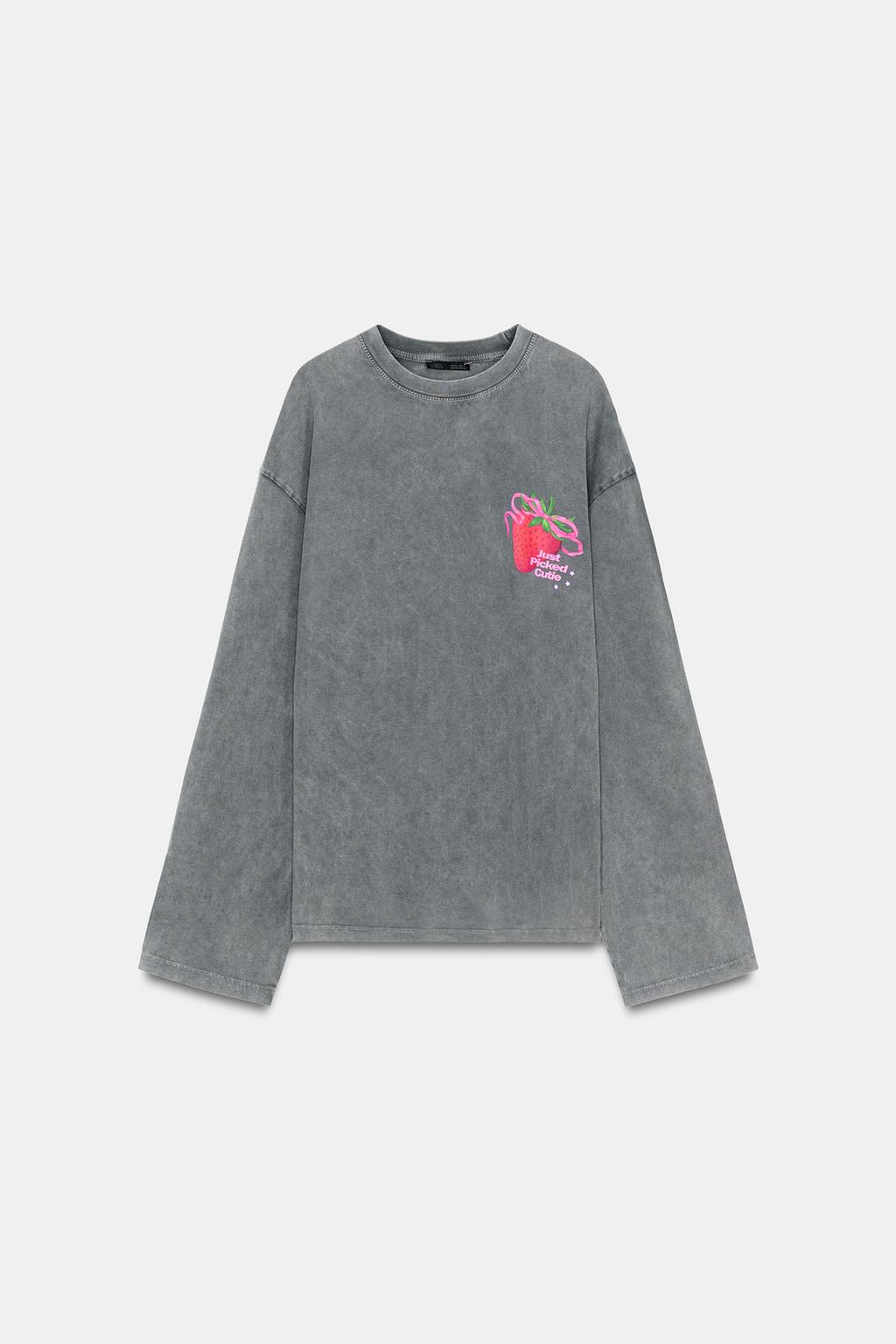 WASHED T-SHIRT WITH FRONT PRINT