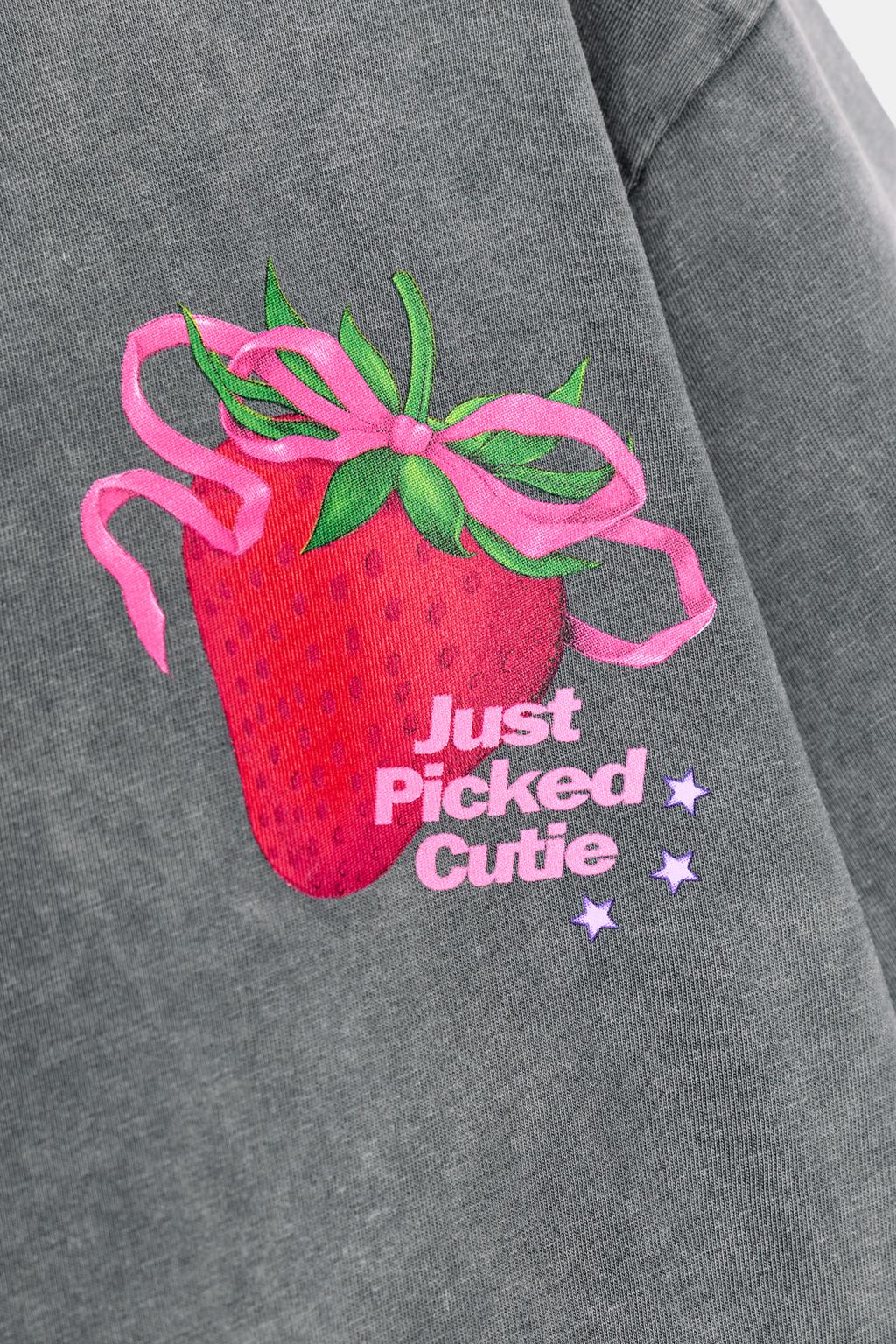 WASHED T-SHIRT WITH FRONT PRINT