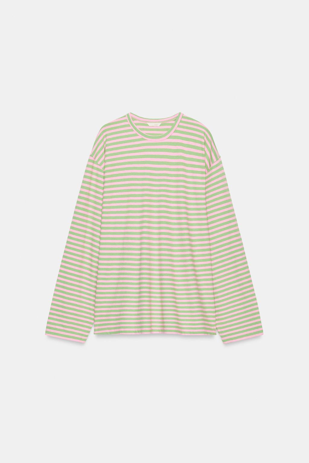 STRIPED COTTON AND LINEN T-SHIRT