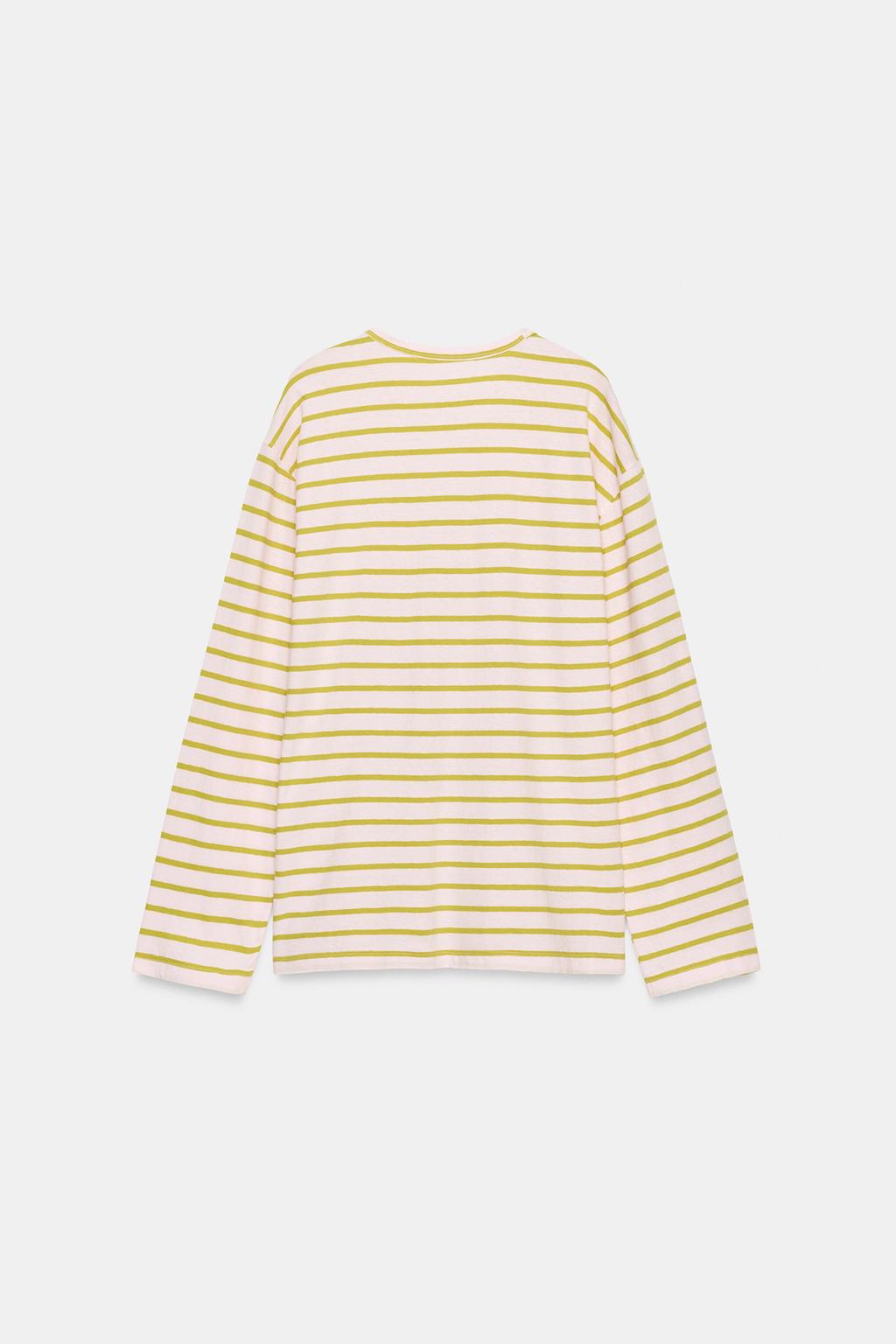STRIPED COTTON AND LINEN T-SHIRT