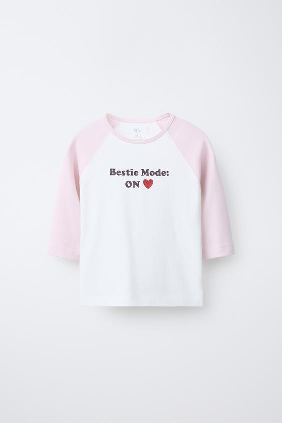 RAGLAN SLEEVE T-SHIRT WITH TEXT AND MODAL BLEND