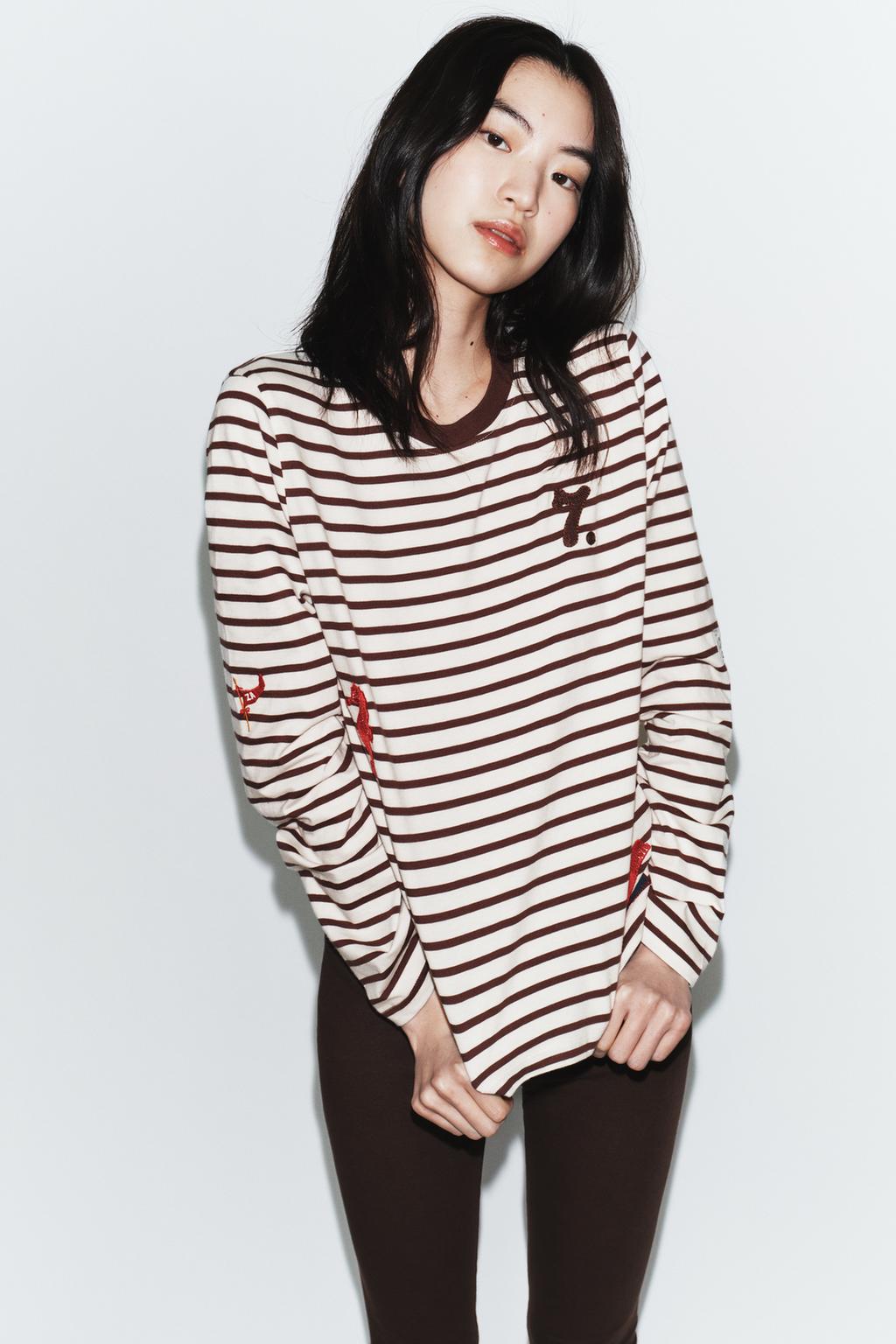 STRIPED EMBROIDERED T-SHIRT