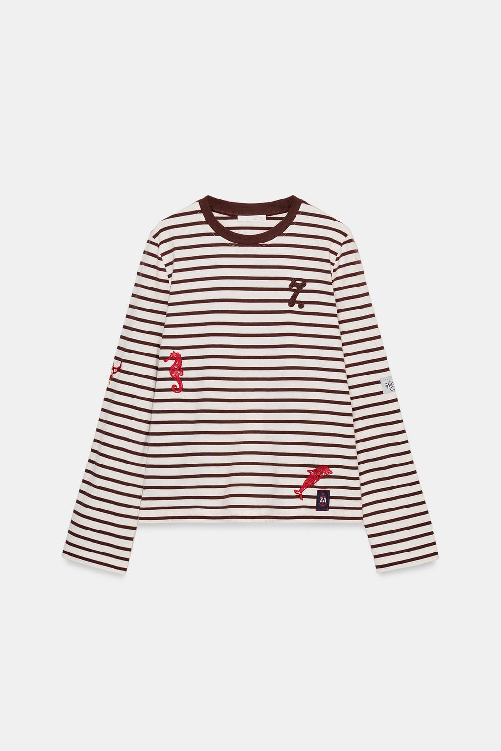 STRIPED EMBROIDERED T-SHIRT