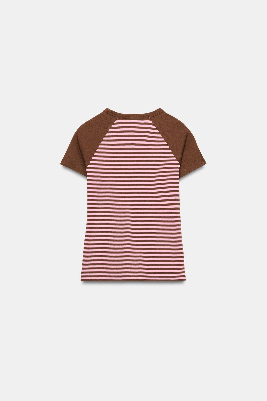 STRIPED RAGLAN SLEEVE T-SHIR