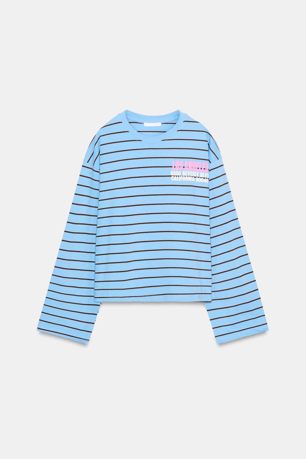 STRIPED T-SHIRT WITH SLOGAN