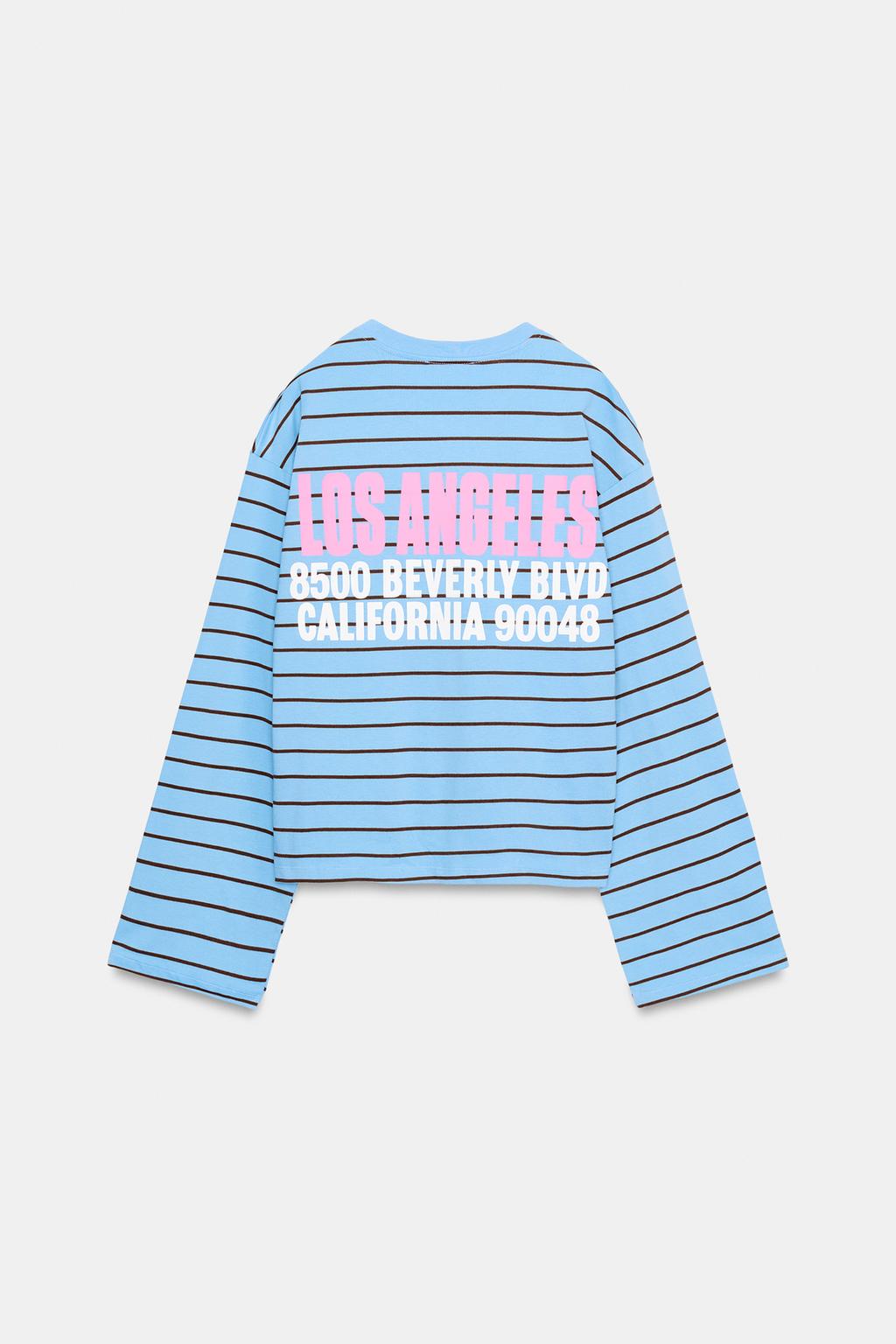 STRIPED T-SHIRT WITH SLOGAN