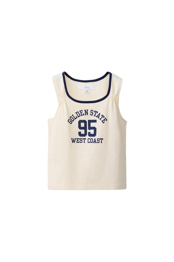SLOGAN T-SHIRT WITH CONTRAST TRIM