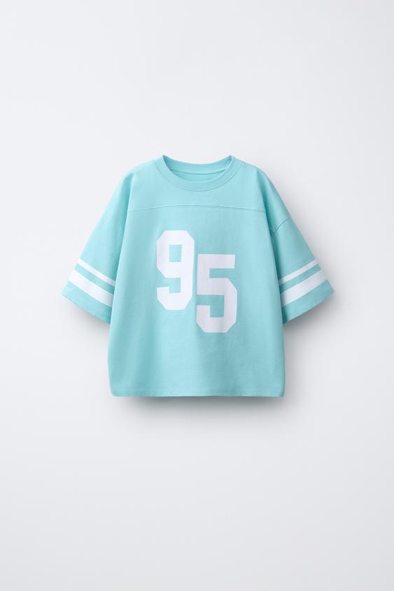 NUMBER AND STRIPE PRINT T-SHIRT