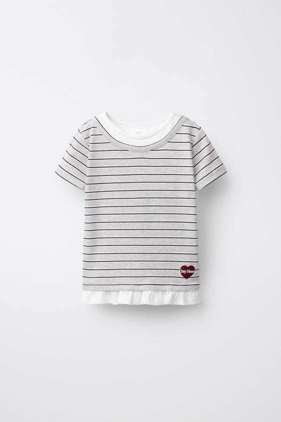 DOUBLE NECK STRIPED T-SHIRT