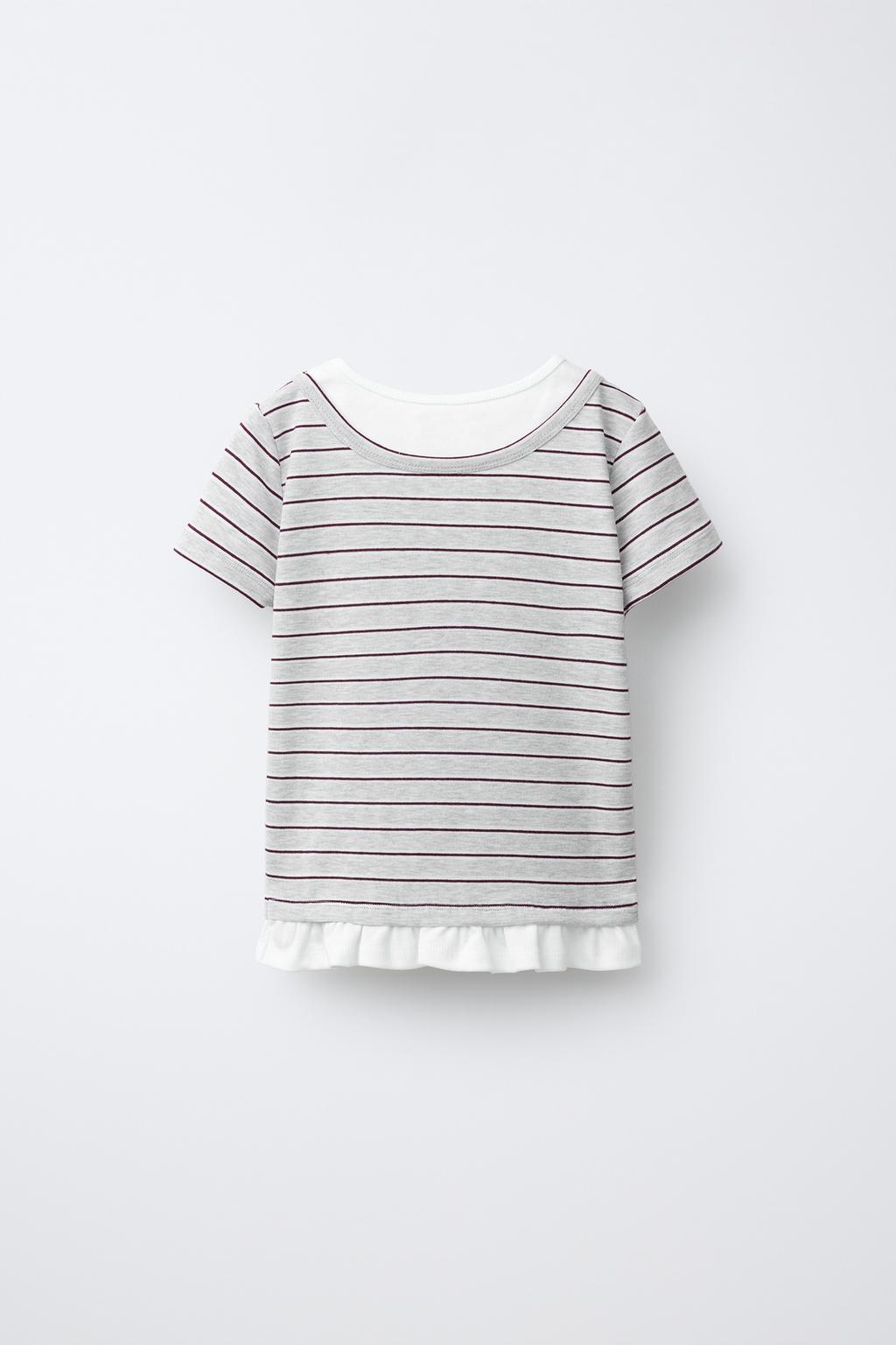 DOUBLE NECK STRIPED T-SHIRT