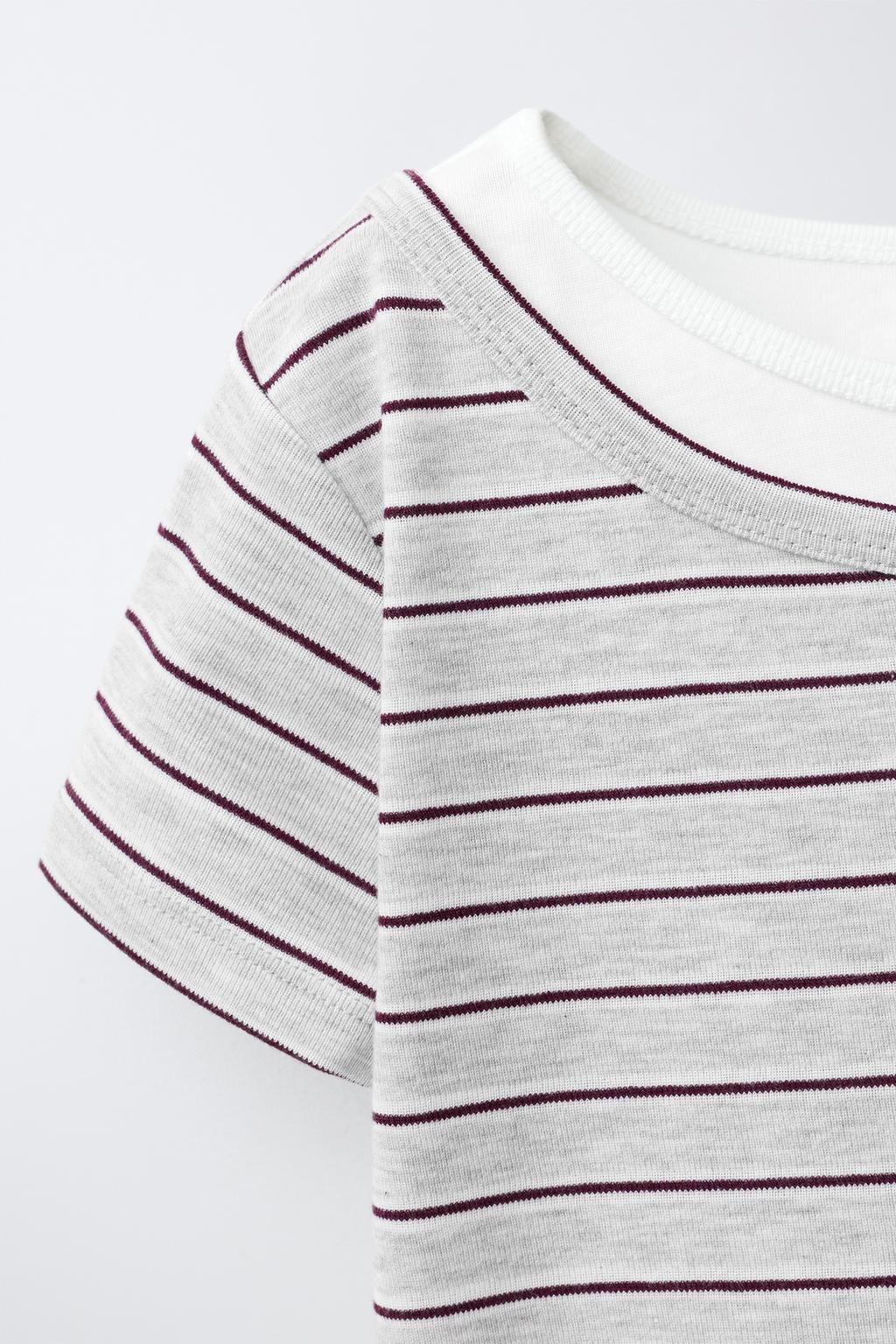 DOUBLE NECK STRIPED T-SHIRT
