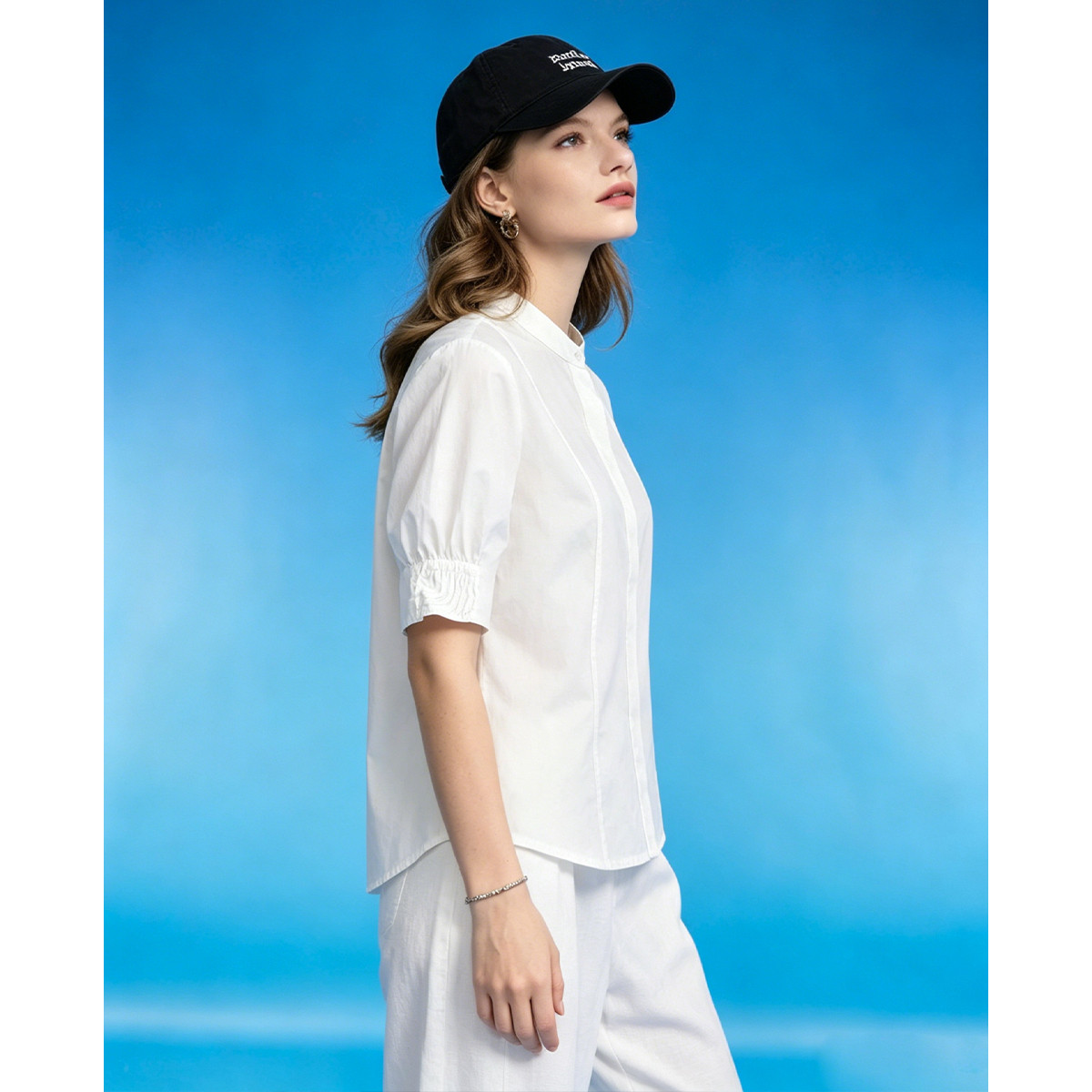 Button-front V-neck shirt