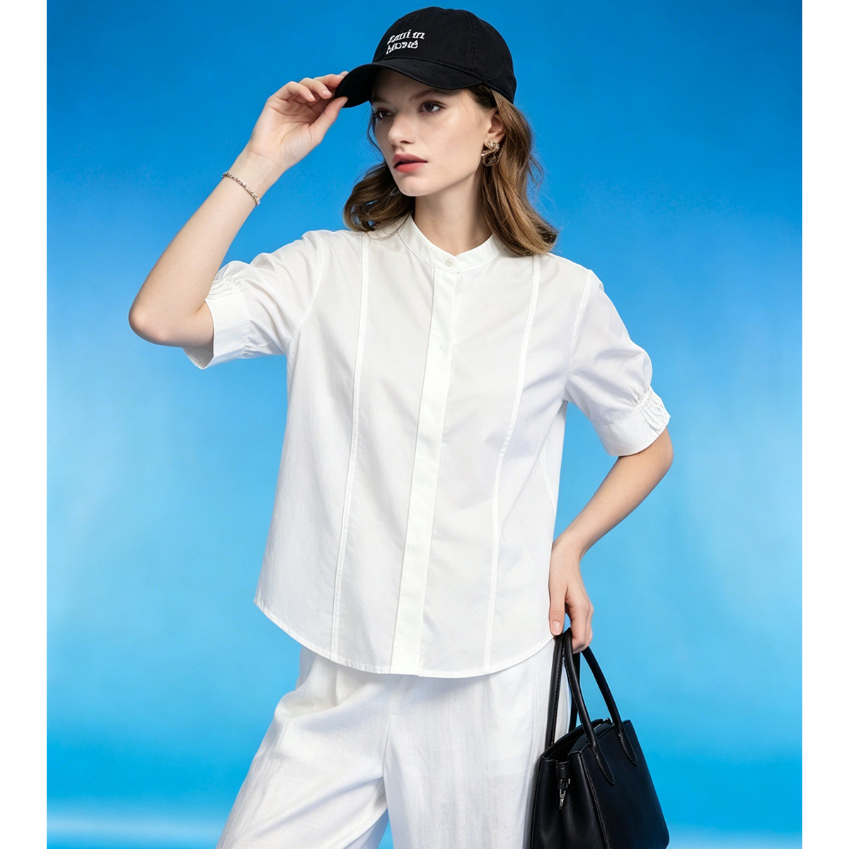 Button-front V-neck shirt