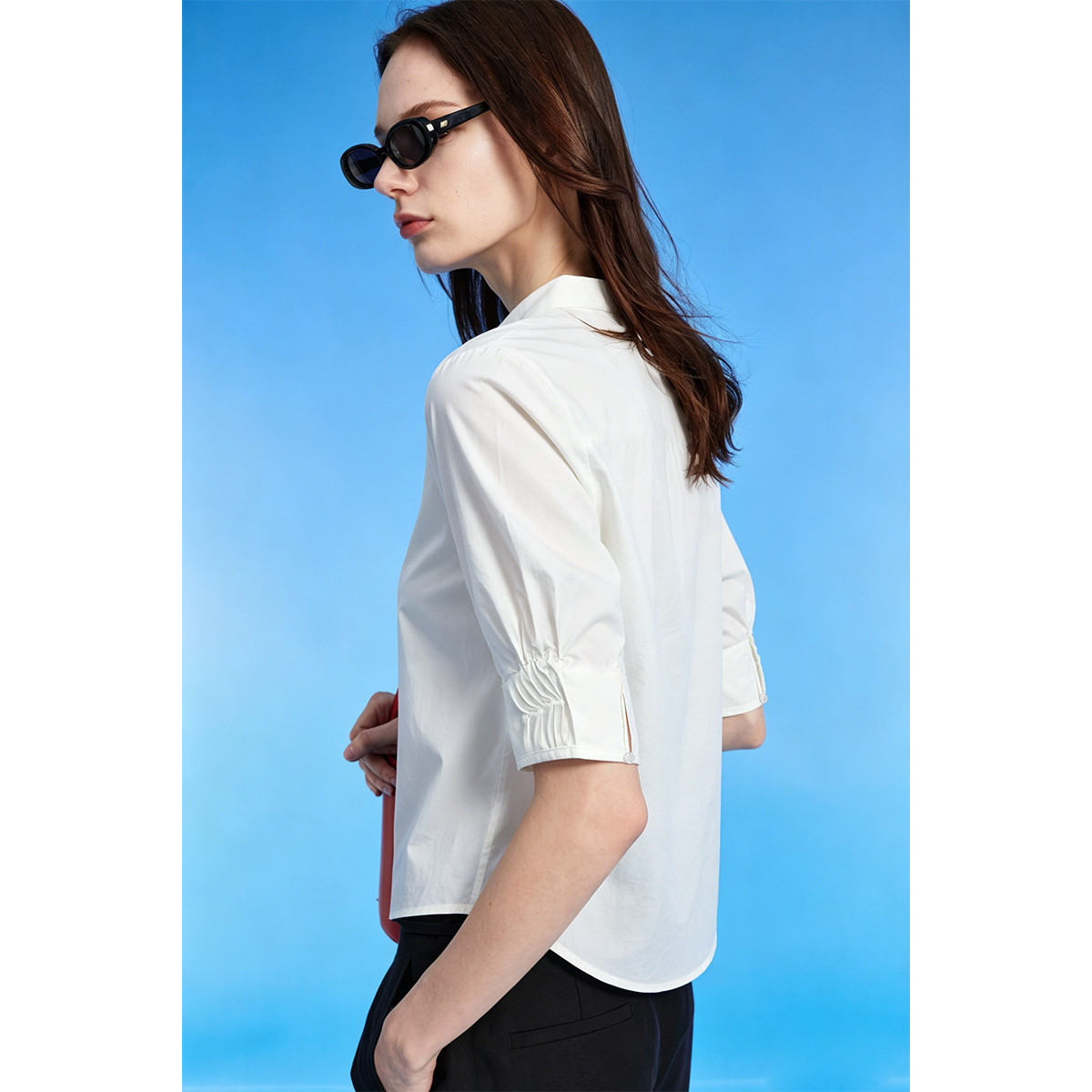 Button-front V-neck shirt