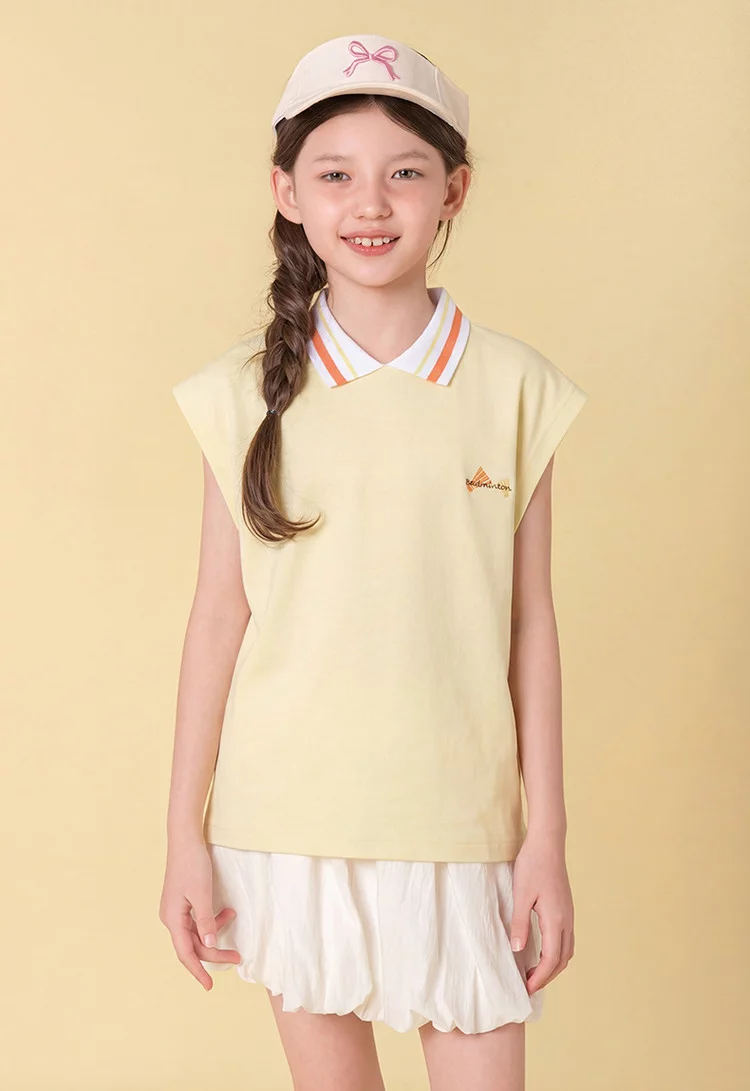  Girls' Sporty & Versatile Sleeveless Collared T-Shirt