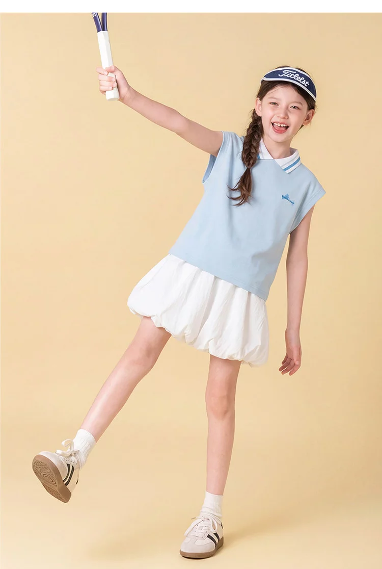  Girls' Sporty & Versatile Sleeveless Collared T-Shirt