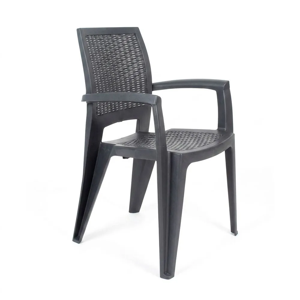 Lote de 4 Sillas de Resina de Jardín en Antracita