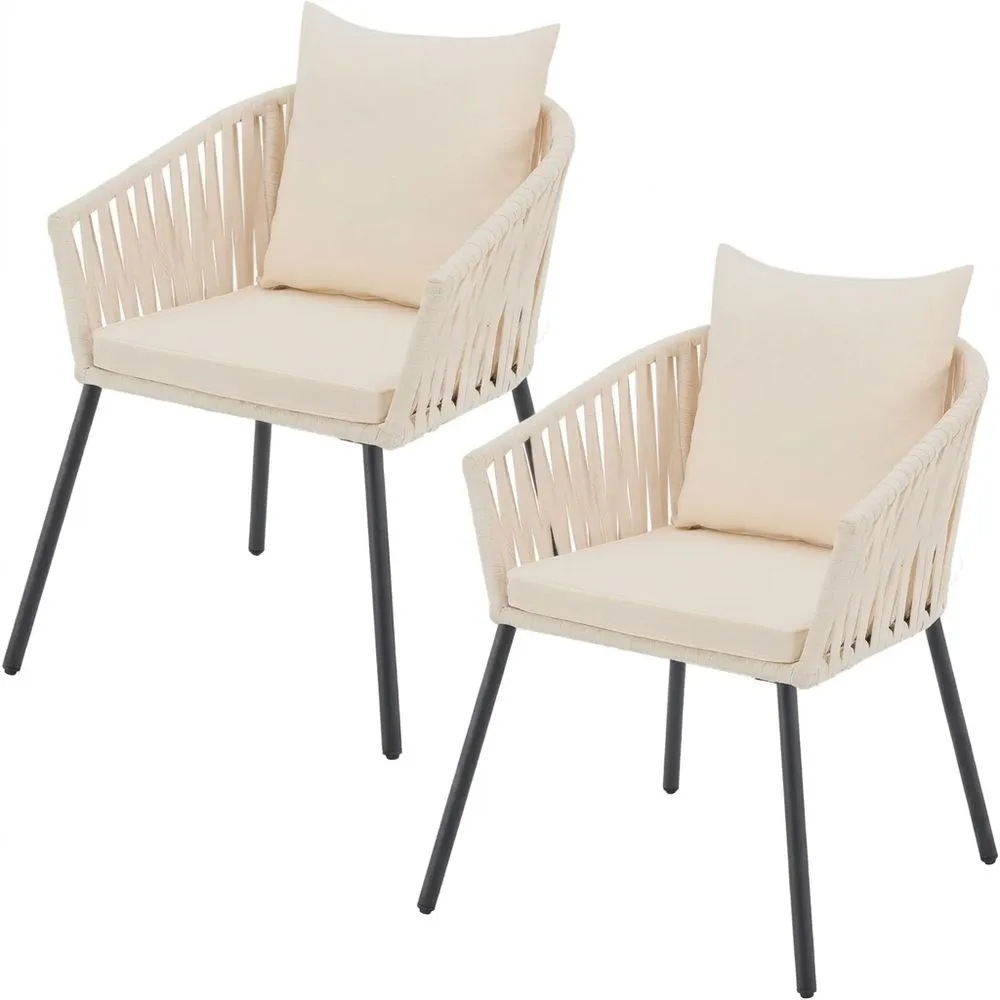 Juego de sillas de jardín resistentes a la intemperie con cojines de poliéster