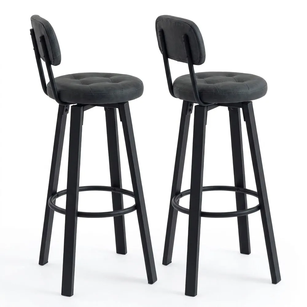 Juego de 2 taburetes de bar con asiento giratorio y respaldo