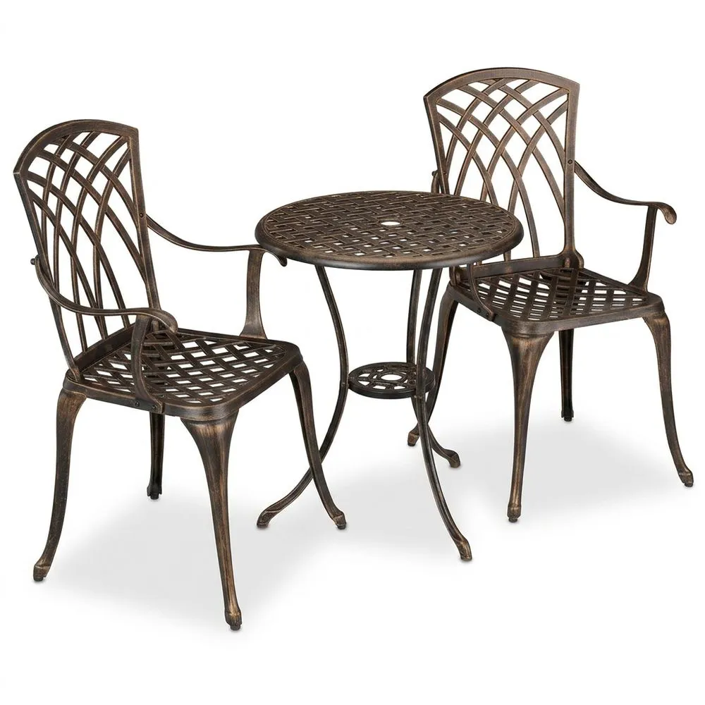 Conjunto de Mesa y Sillas para Terraza de Aluminio Fundido