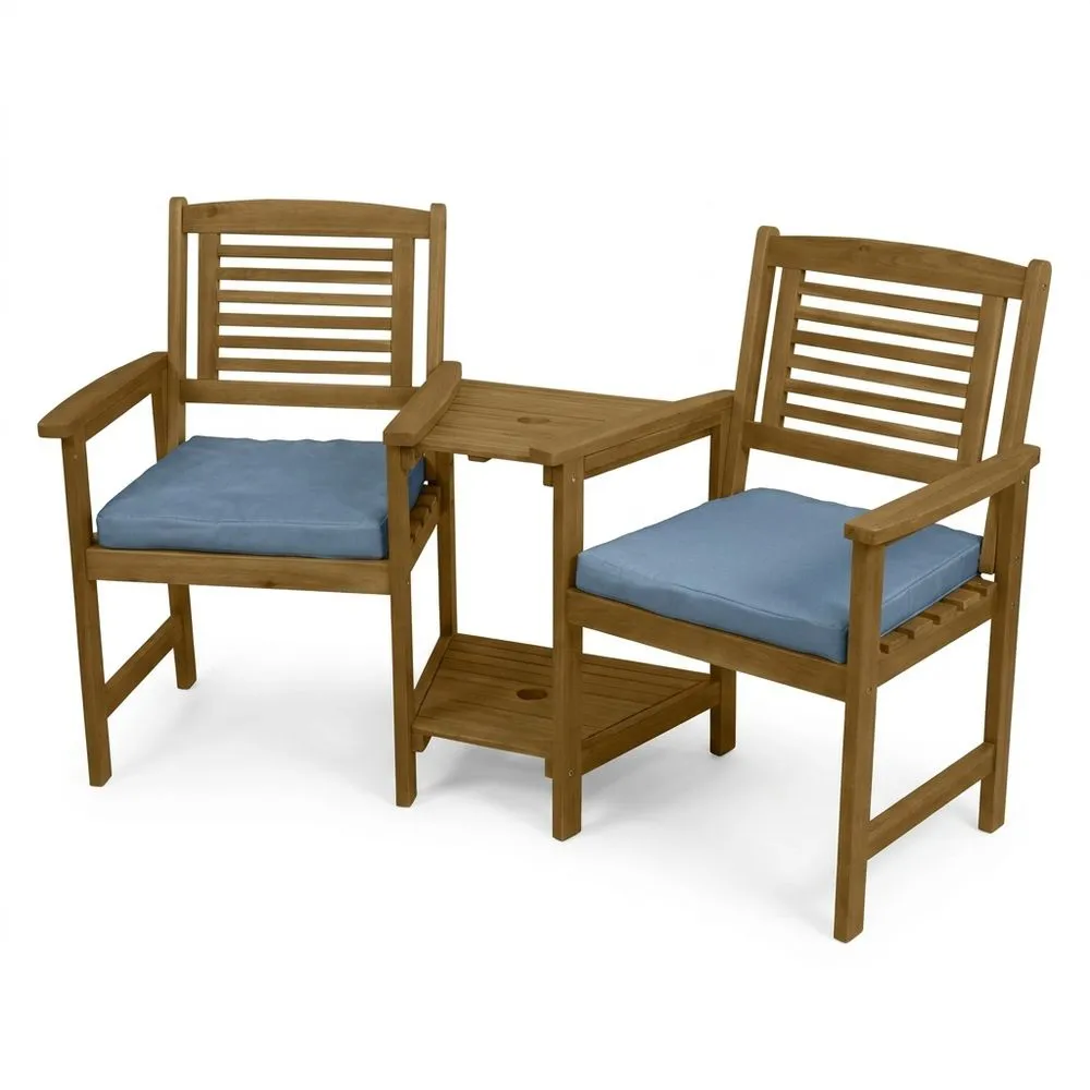 Sofá 2 Plazas Madera Acacia con Cojines para Jardín