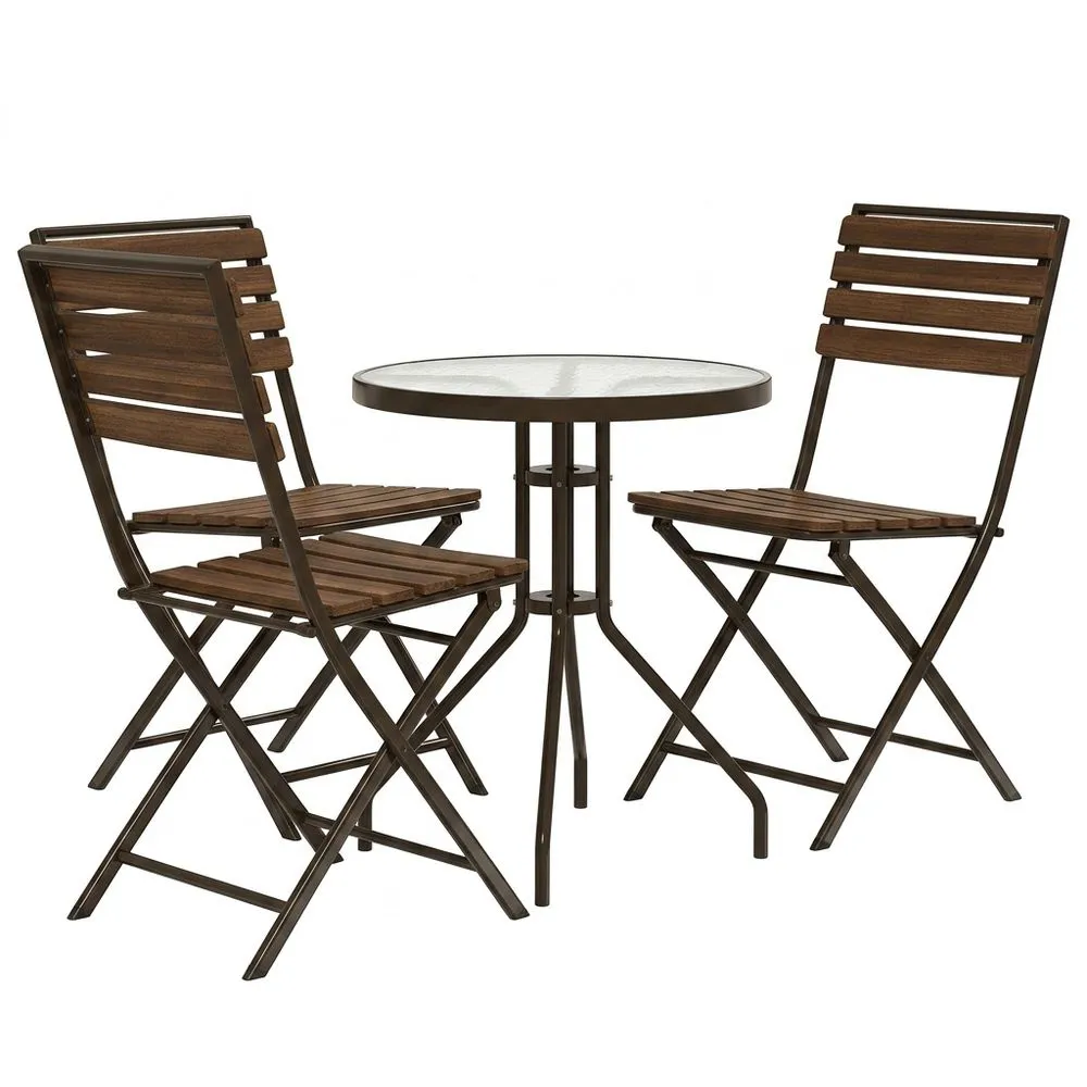 Conjunto de Muebles de Jardín para Terraza con Sillas Apilables y Mesa de Cristal