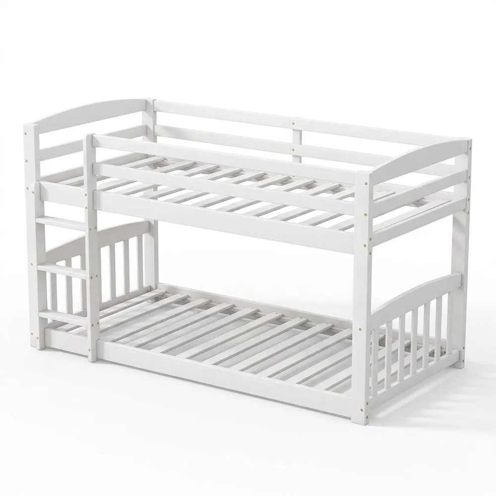 Cama litera para niños y adolescentes, estructura de pino macizo, fácil montaje 90x200 cm (blanco)