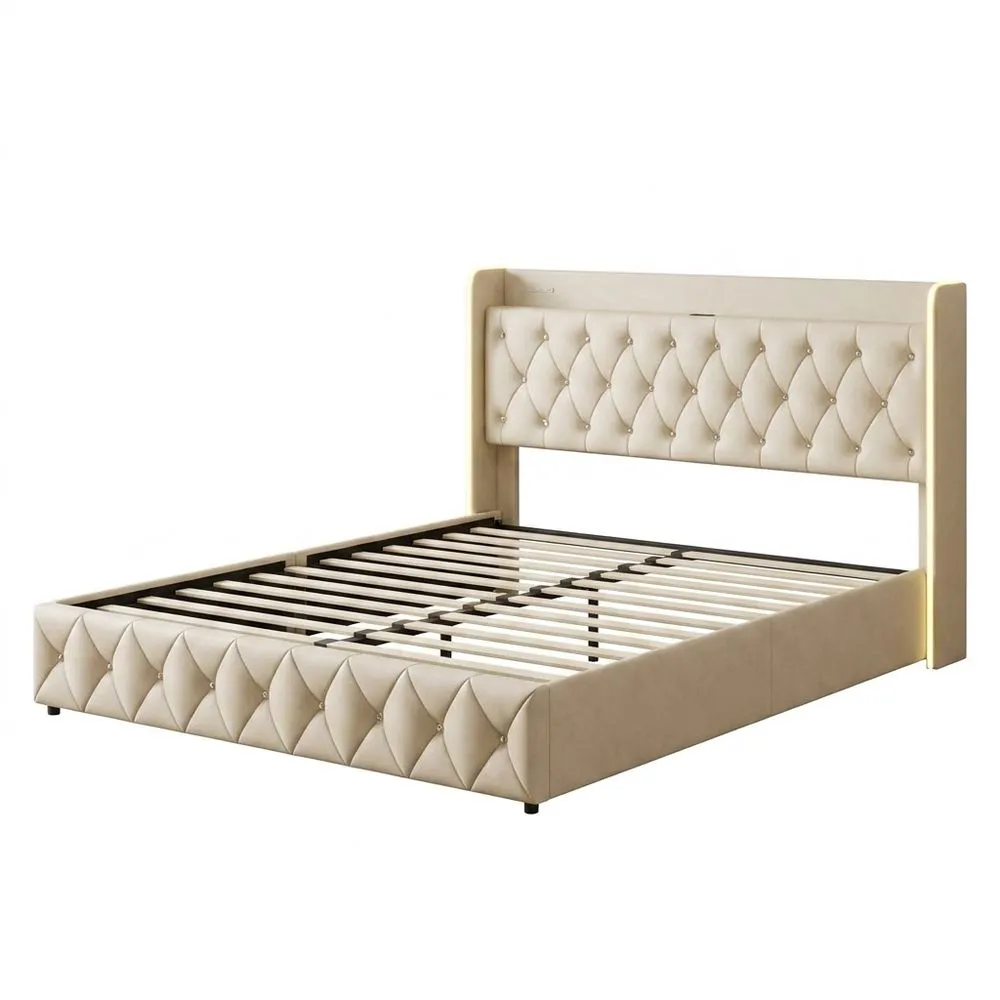 Cama de Matrimonio con Almacenaje Hidráulico y Función de Carga