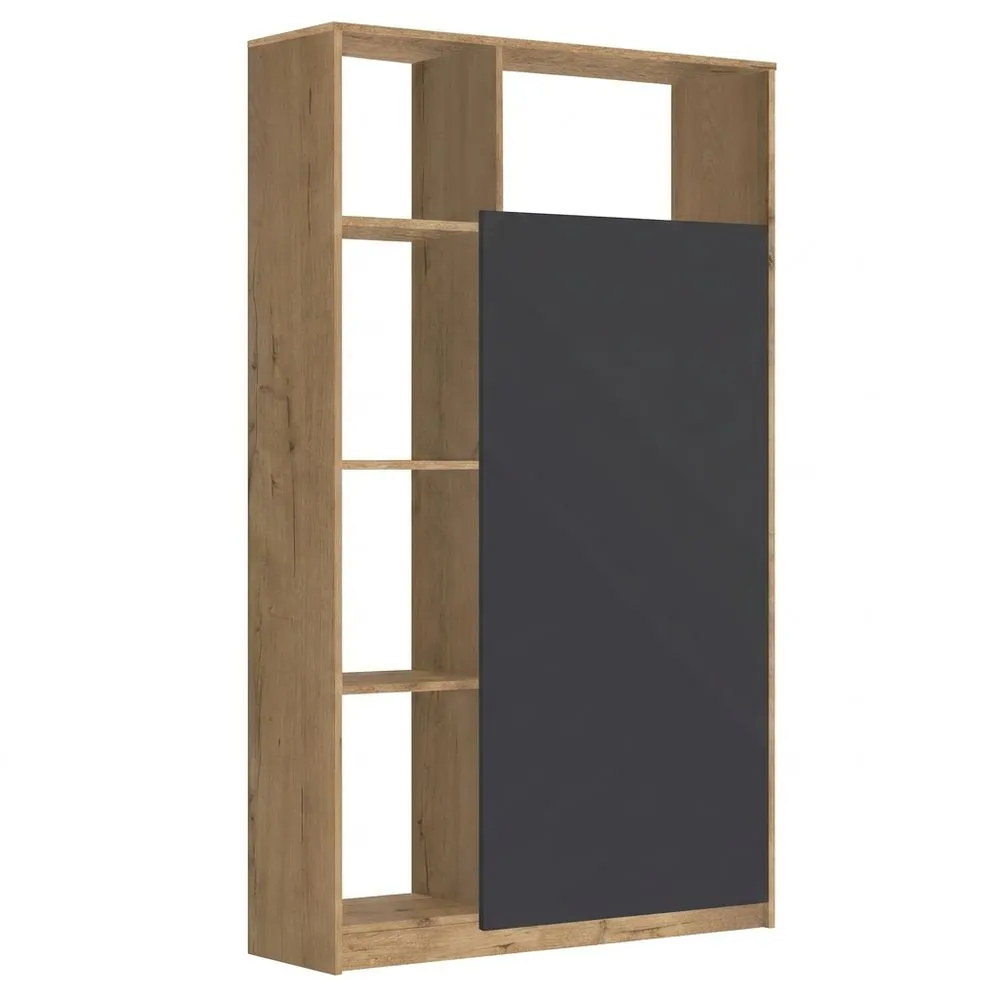 Armario de Entrada de Una Puerta con Barra Frontal y Estantes, Roble Dorado y Gris, Gran Capacidad, Moderno