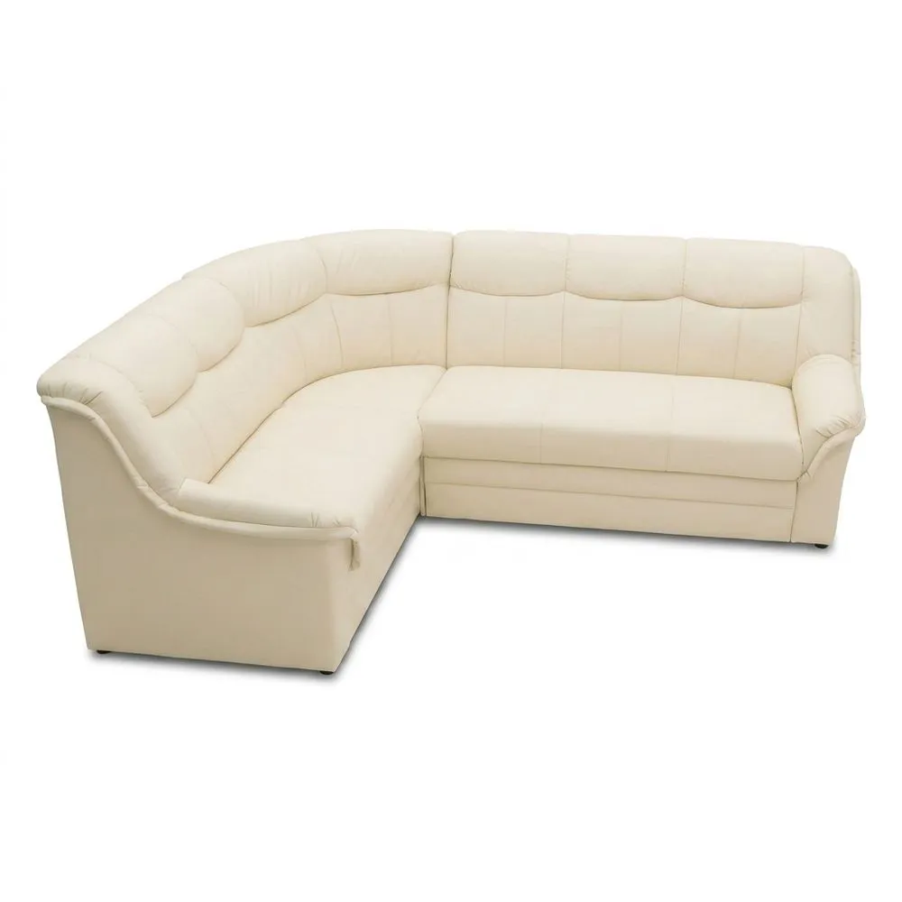 Sofá Esquinero de Cuero Sintético con Relleno de Muelle en Forma de L, Beige Crema