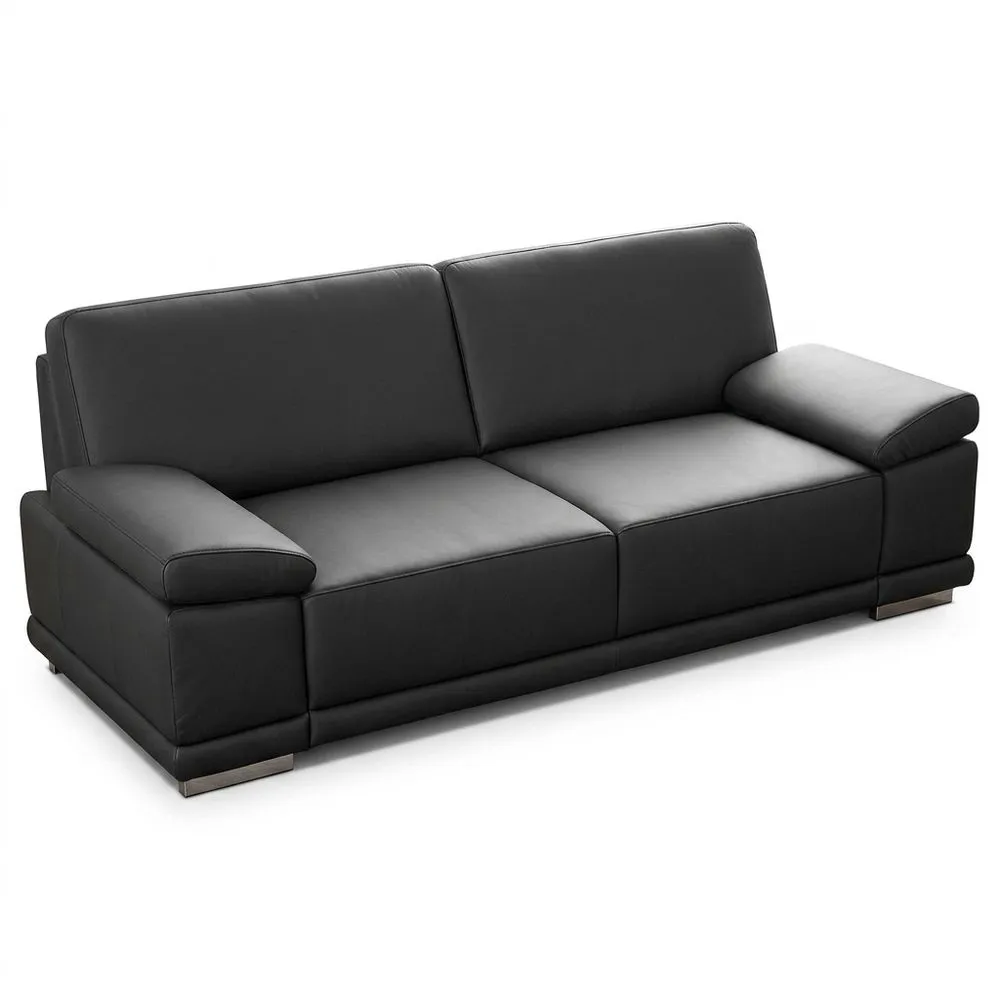 Sofá 3.5 plazas en cuero sintético negro, 248x80x99 cm