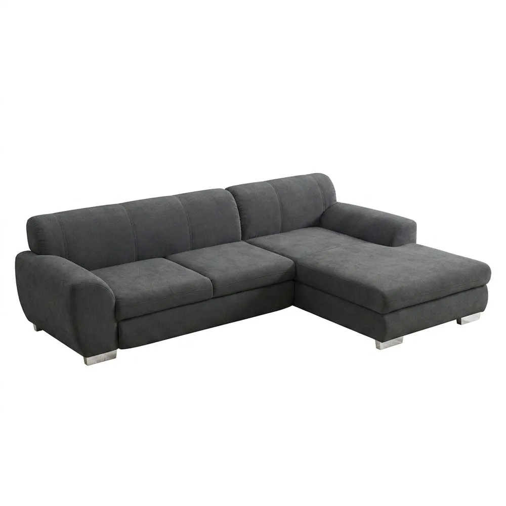 Sofá Esquinero en L con Función Cama, 277 x 156 x 78 cm, Gris Oscuro