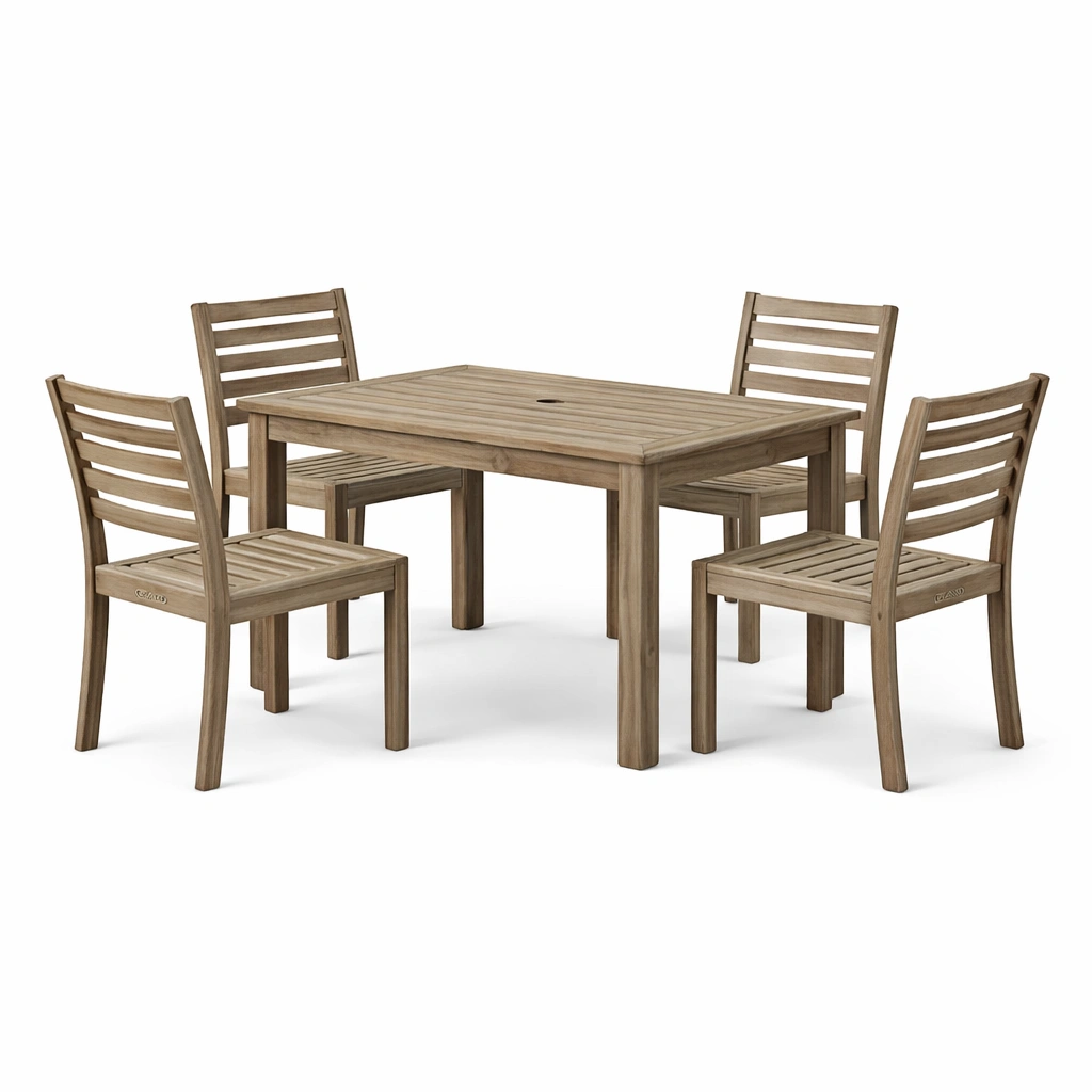 Juego de comedor exterior de madera de acacia-roomzano