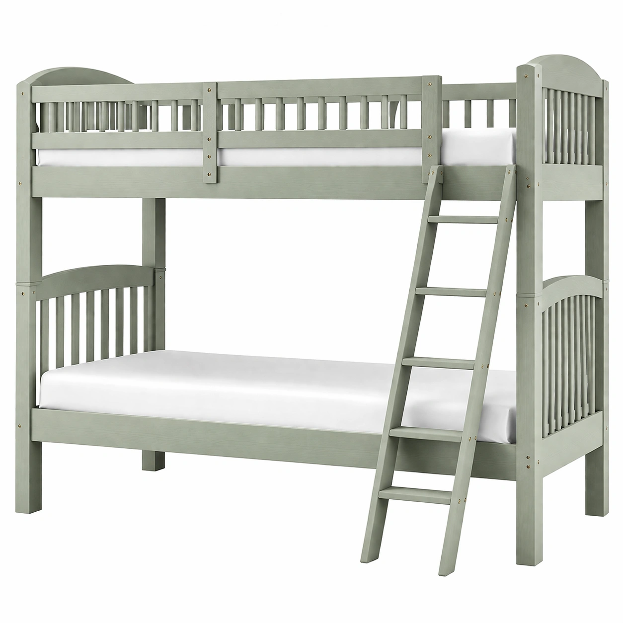 Litera de madera de pino verde con escalera-roomzano