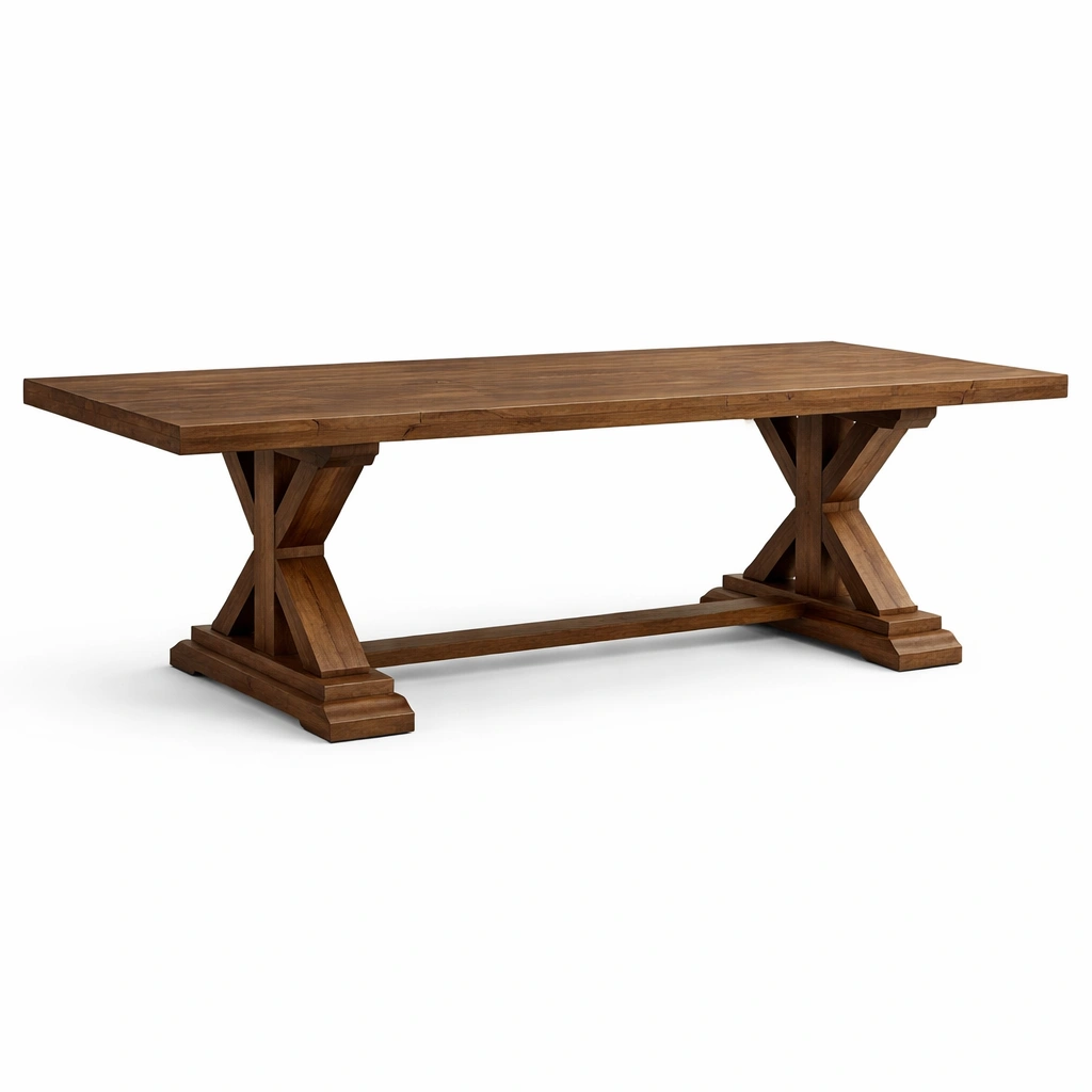 Mesa de comedor de madera de roble marrón-roomzano