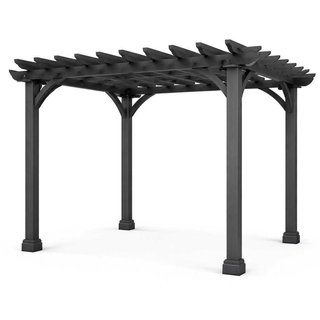 Pérgola de metal negra para exterior 300x300x230 cm-roomzano