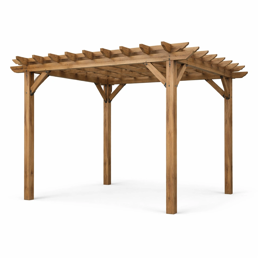 Pérgola de madera de pino 300x300x220 cm-roomzano