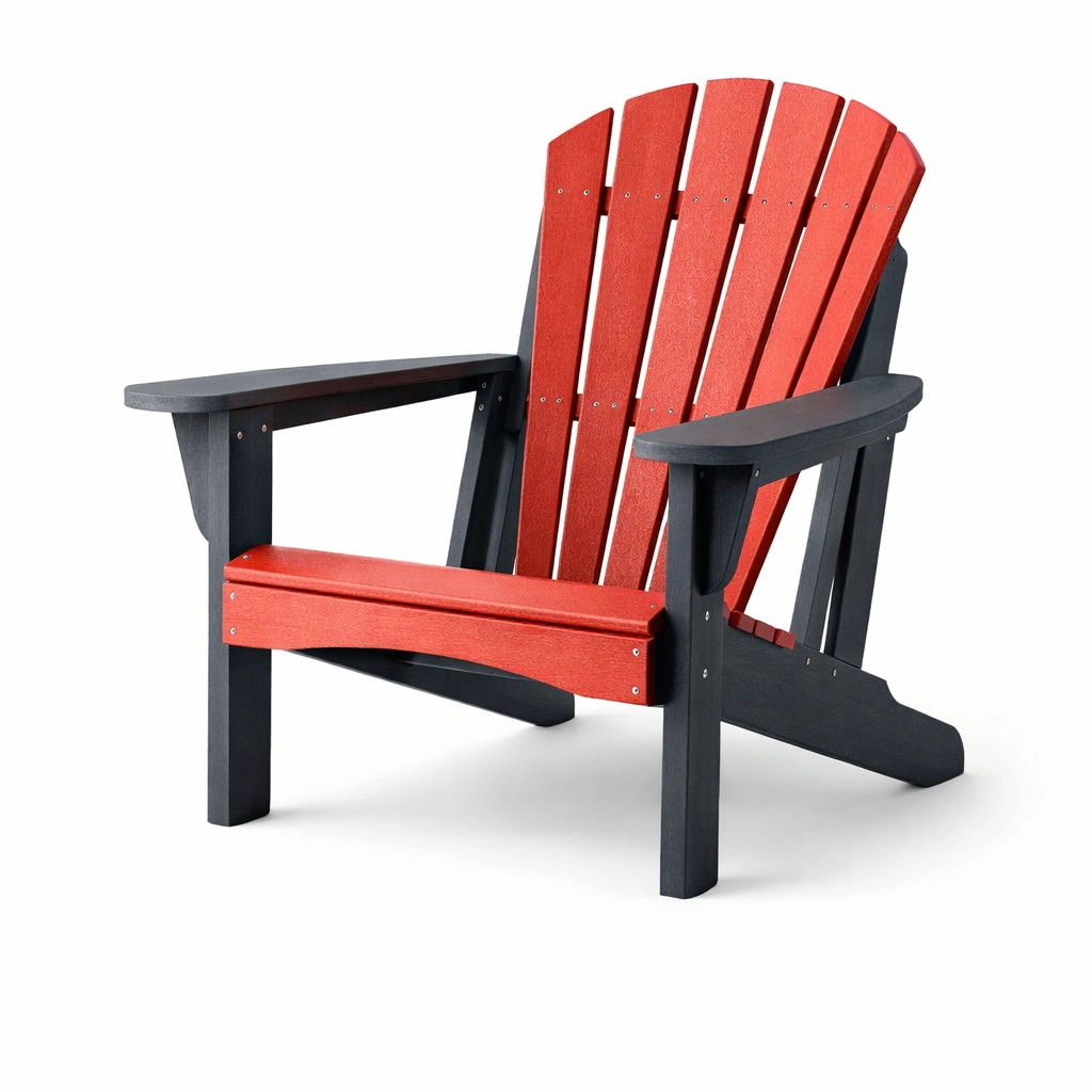 Silla Adirondack de plástico de alta densidad roja y negra-roomzano